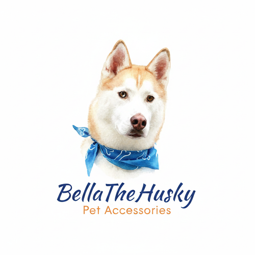 BellaTheHusky Watercolor Logo